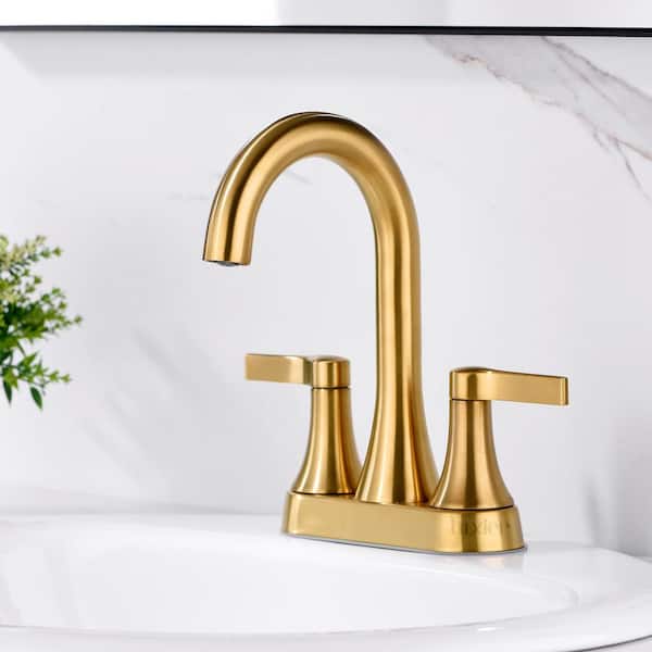 4 in. Centerset 2-Handle Bathroom Faucet in Brushed Gold