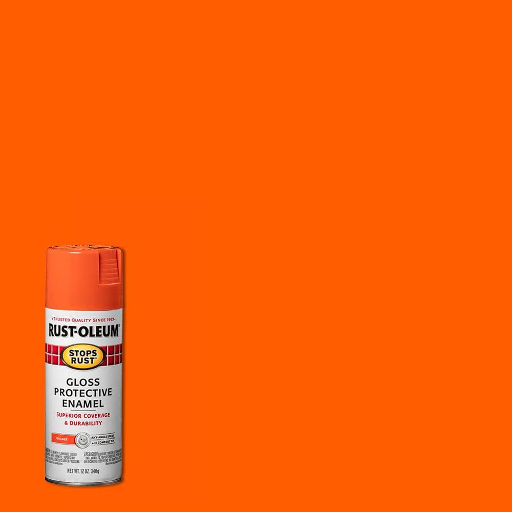 Rust-oleum Stops Rust 12 Oz Protective Enamel Gloss Orange Spray Paint-214084 - The Home Depot
