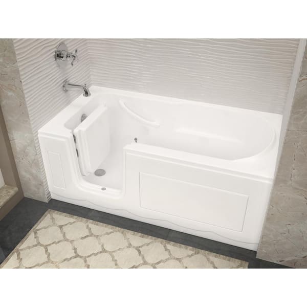 Nova Heated Step-In 5 ft. Walk-In Non-Whirlpool Bathtub in White with Chrome Trim