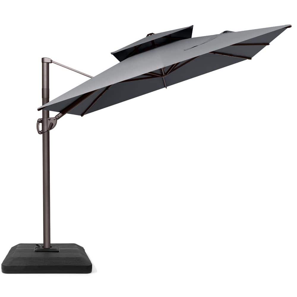 11 x 9 ft. Aluminum Patio Umbrella and HDPE Base Double Top Outdoor Cantilever Umbrella in Gray with 360° Rotation price history on PriceWatchPro