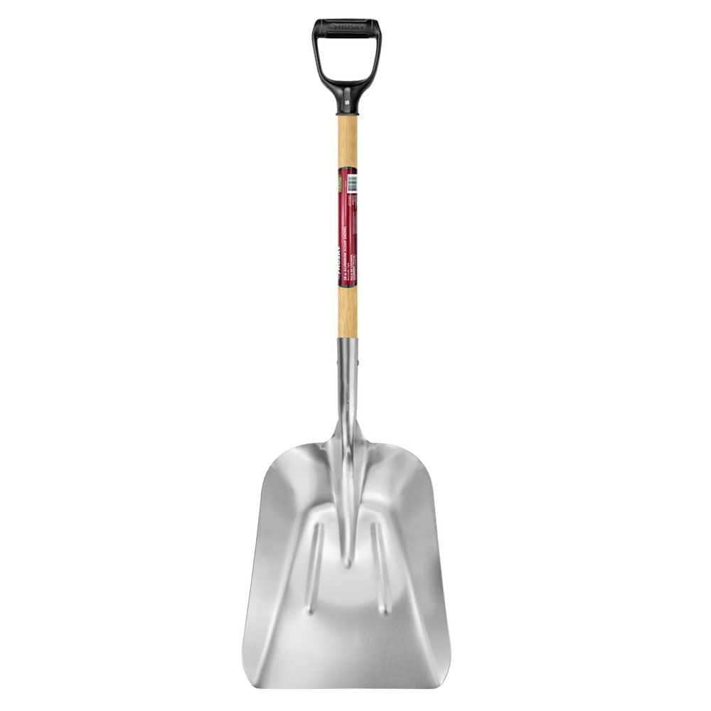 Husky 28 in. D-Grip Short Wood Handle Aluminum Scoop Shovel