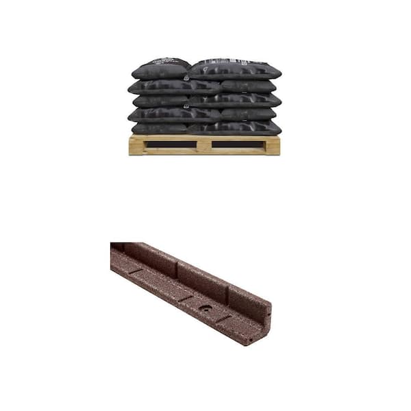 37.5 cu ft Brown Shredded Rubber Mulch and 48 in. x 3 in. x 3 in. Brown Rubber Edging (6-Pack) Combo
