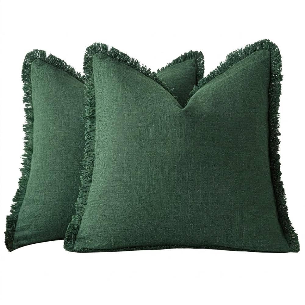 Abundant Green Tassels 18 in. x 18 in. Throw Pillow Cover Set of 2