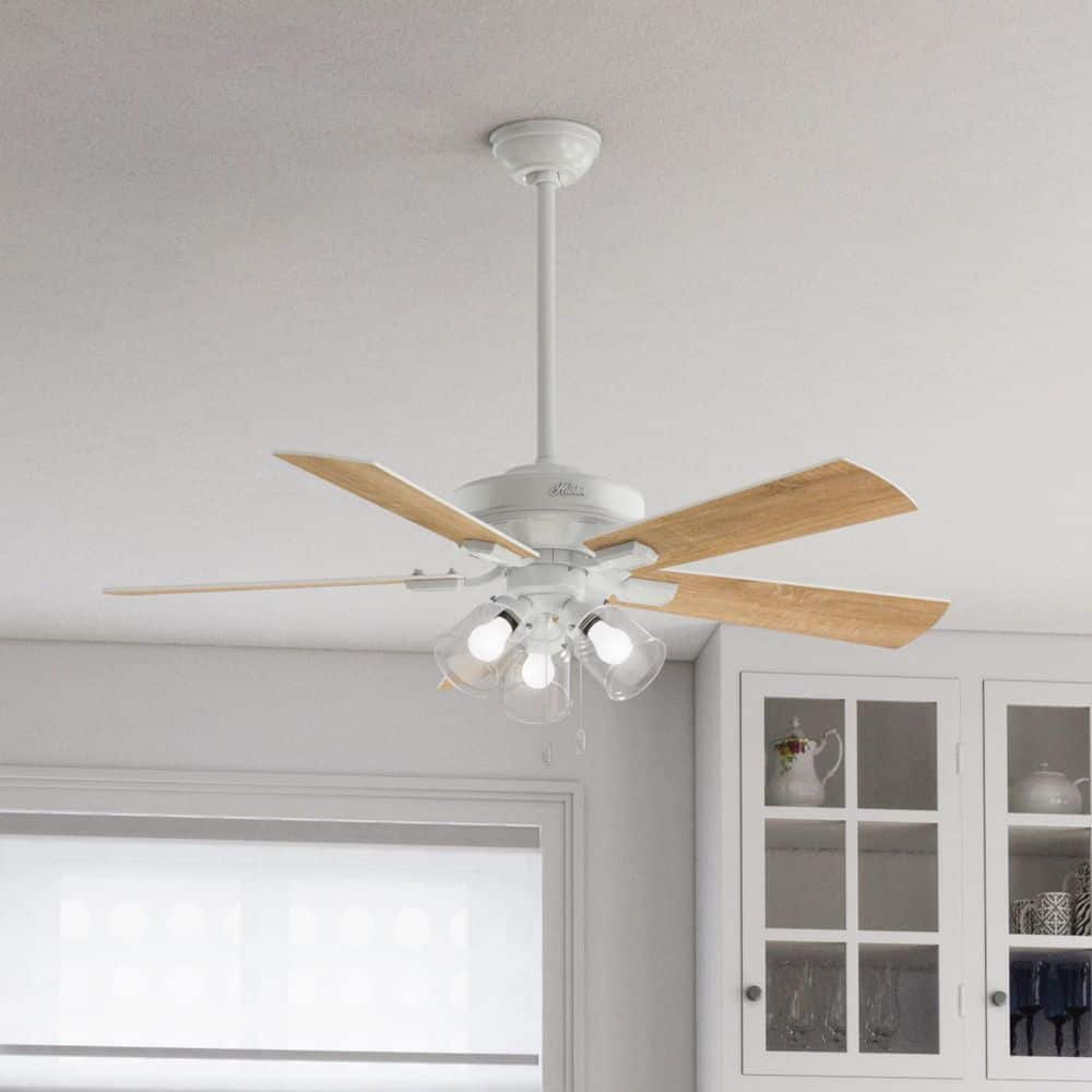 Hunter Crestfield 52 in. LED Indoor Fresh White Ceiling Fan with 3