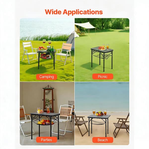 SKYSHALO Folding Camping Table Adjustable Height Portable Side