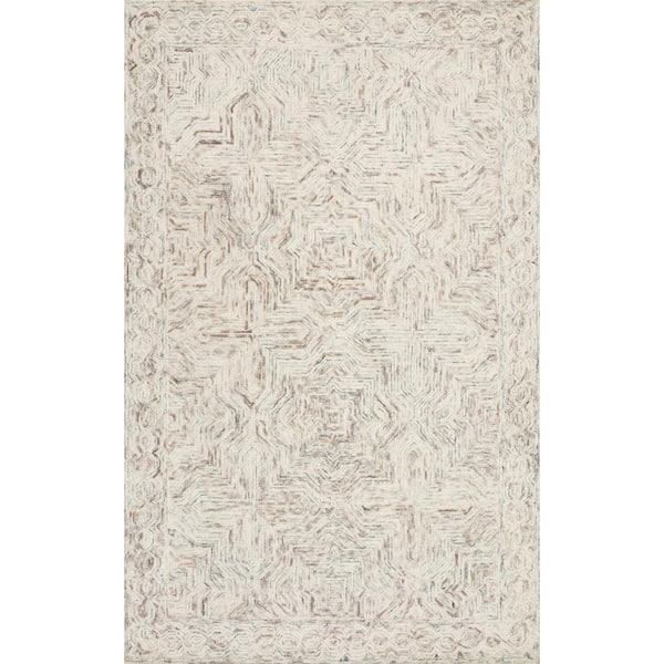 LOLOI II Ziva Neutral 7 ft. 9 in. x 9 ft. 9 in. Contemporary Wool Pile Area Rug
