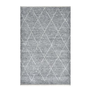 Shaggy Moroccan Bohemian Shaggy Moroccan Gray 5 ft. x 8 ft. Hand-Knotted Area Rug