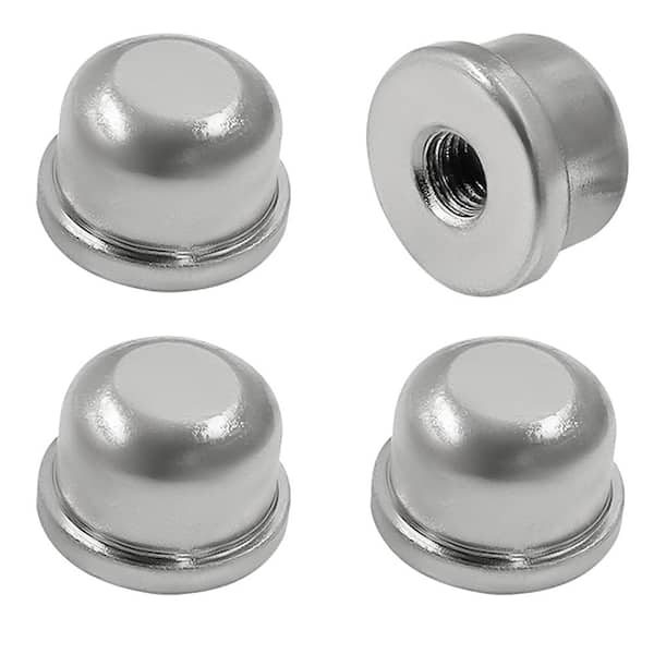 4-Pack Silver Solid Metal Lamp Shade Finial Caps, 1/4-27 Threaded Screw Knobs for Lamp Harp Tops