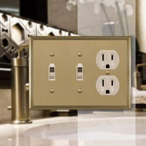 Rhodes 3 Gang 2-Toggle and 1-Duplex Metal Wall Plate - Brushed Bronze