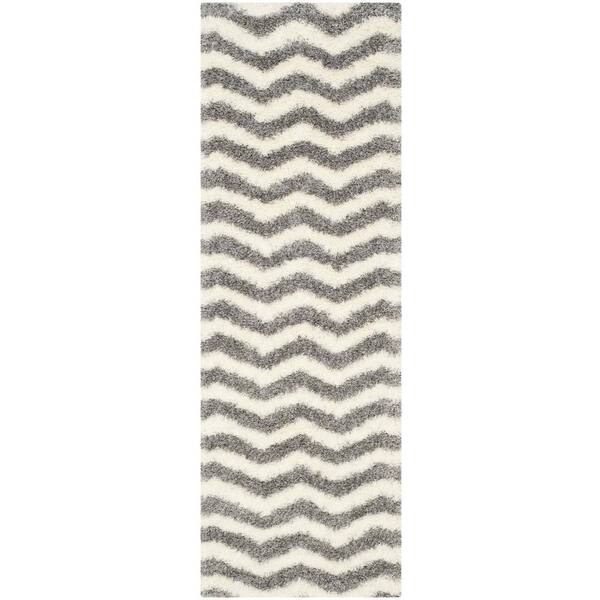 Safavieh Montreal Shag Ivory/Gray 2 ft. x 7 ft. Runner Rug