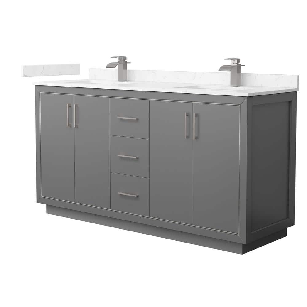 Icon 66 in. W x 22 in. D x 35 in. H Double Bath Vanity in Dark Gray with Carrara Cultured Marble Top price history on PriceWatchPro