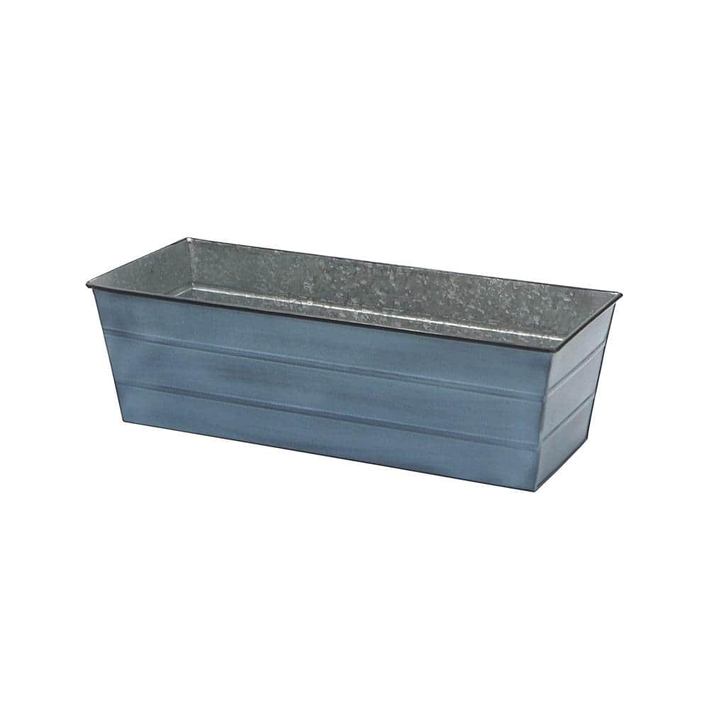 Medium Nantucket Blue Galvanized Steel Flower Box