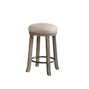 Oaktown 25.5 in. Cream/Reclaimed Grey Wood Counter Stool with Swivel