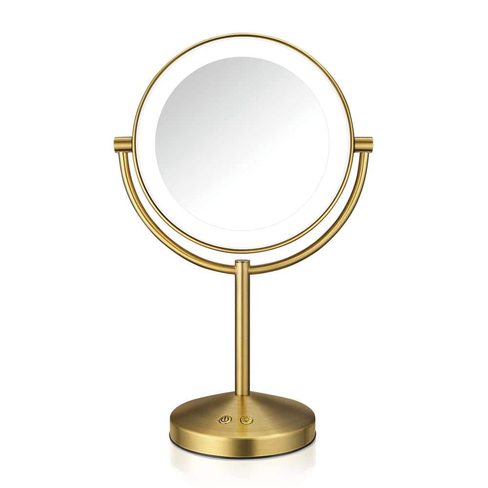 Conair LED Lighted 1.5 in. x 17 in. Tabletop Bathroom Makeup Mirror in  Brushed Brass Finish BE401XB The Home Depot