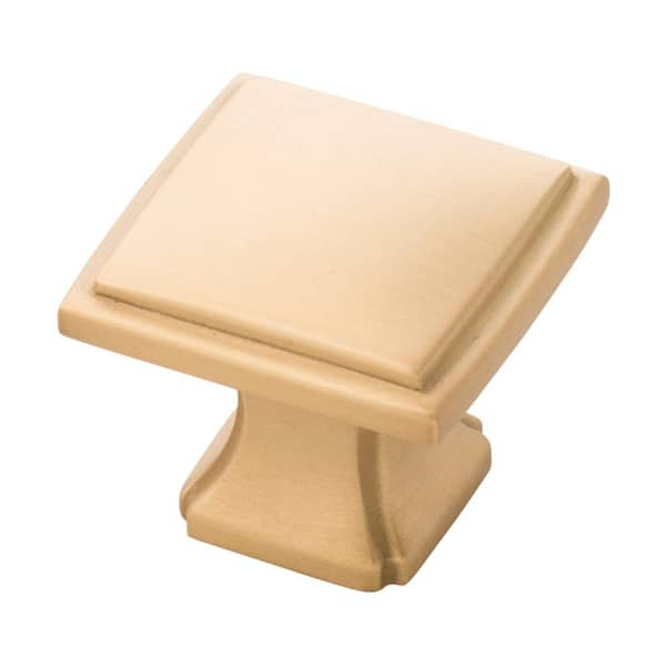 HICKORY HARDWARE Bridges 1-1/4 in. Square Brushed Golden Brass Cabinet Knob (10-Pack)