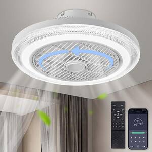 Modern 20 in. Smart Indoor White Low Profile Ceiling Fan with Light with Remote Included