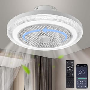 Modern 20 in. Smart Indoor White Low Profile Ceiling Fan with Light with Remote Included