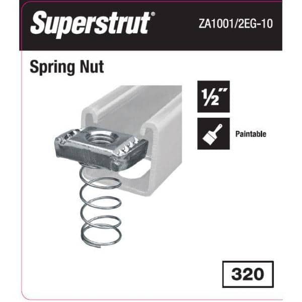 100 Strut Channel Nuts 1/2-13 Short Spring Zinc Plated Unistrut Nut