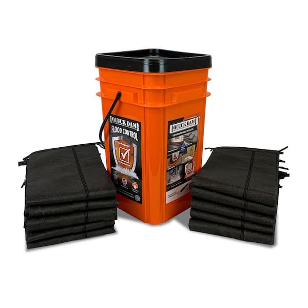 Grab and Go Flood Protection Kit Containing 10-5 ft. Flood Barriers w/Bucket