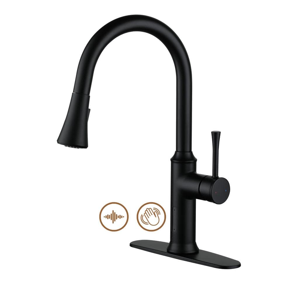 Matte Black Stainless Steel Touchless Pull-Down Sprayer Kitchen Faucet