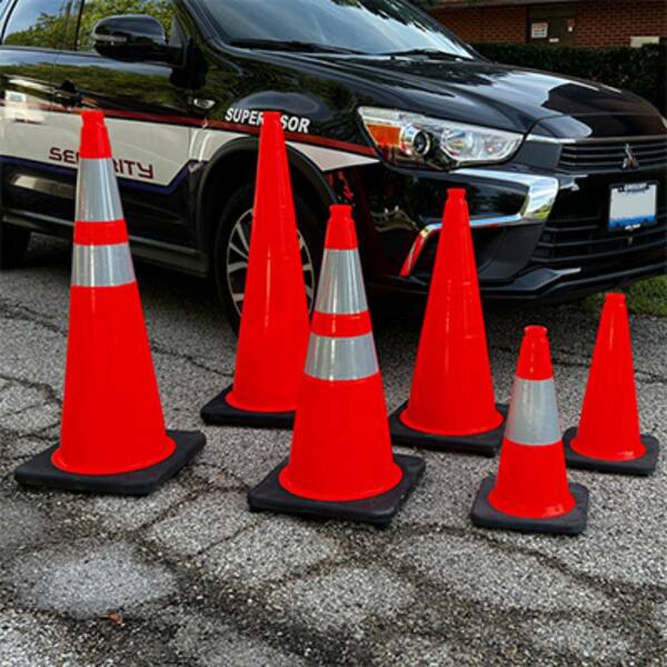 Premium 28-Inch Traffic Cone – Bright Orange With 4 Reflective Collars, Heavy-Duty PVC For Construction & Safety Zones