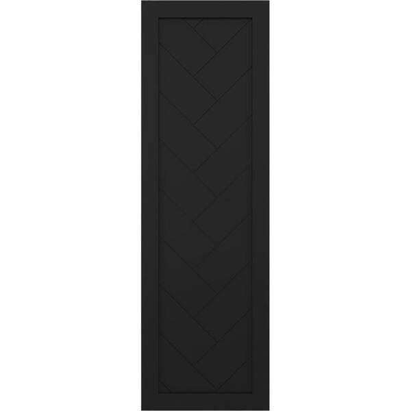 Ekena Millwork 15 in. x 34 in. PVC True Fit Single Panel Herringbone Modern Style Fixed Mount Board and Batten Shutters Pair in Black