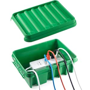 The Original Weatherproof Connection Box - Medium Indoor & Outdoor Electrical Power Cord Enclosure - Green
