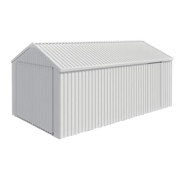 Torin Outdoor 12 ft. W x 20 ft. D Cream Metal Single Garage Storage Shed with Double Doors (240 sq. ft.)