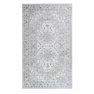 Layland Blue 7 ft. 6 in. x 9 ft. 6 in. Modern Abstract Power Loomed Polyester Eclectic Indoor Area Rug