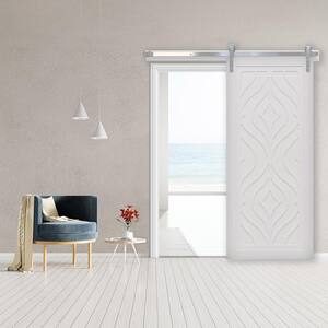 42 in. x 84 in. Zaftig Sway Bright White Wood Sliding Barn Door with Hardware Kit in Stainless Steel