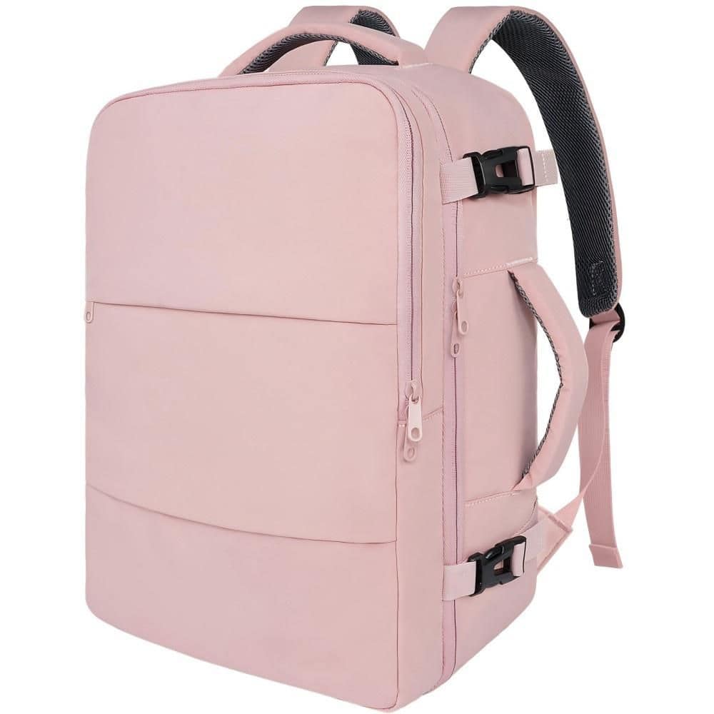 16.8 in. Pink Under Seat Carry on Backpack with Airline Approved Design, Shoe Pocket, Wet Compartment and Laptop Storage