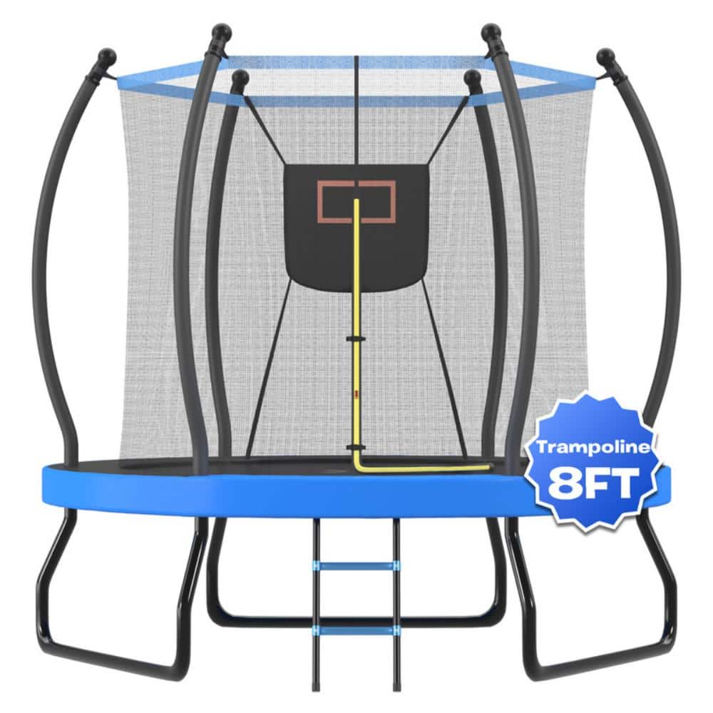 8 ft. Trampoline with Basketball Hoop, Ladder and Safety Enclosure Net Outdoor Recreation Trampoline price history on PriceWatchPro