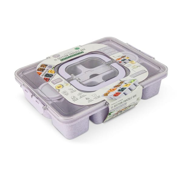 Purple 11 Section Wheat Snackle with 2 Stainless Steel Forks