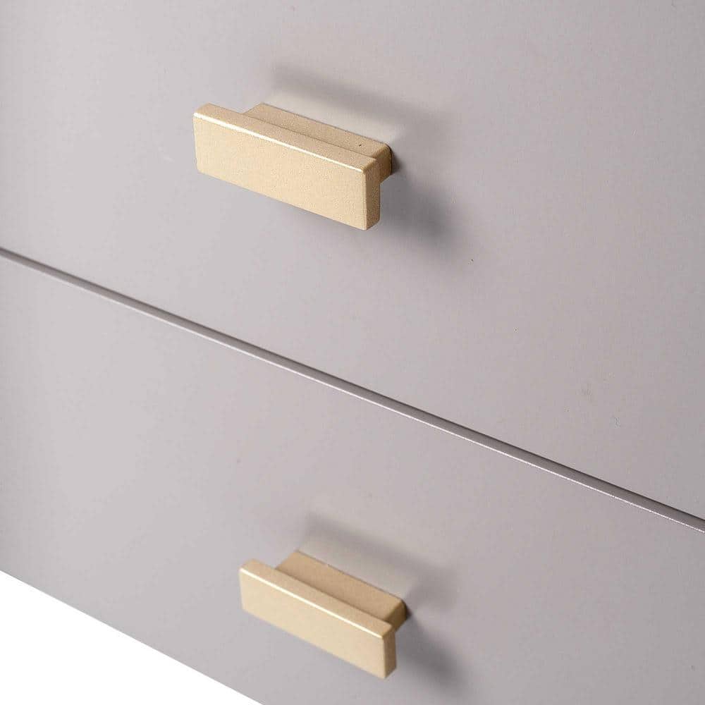 Gray Solid Wood 2-Drawer Nightstand with Shelf