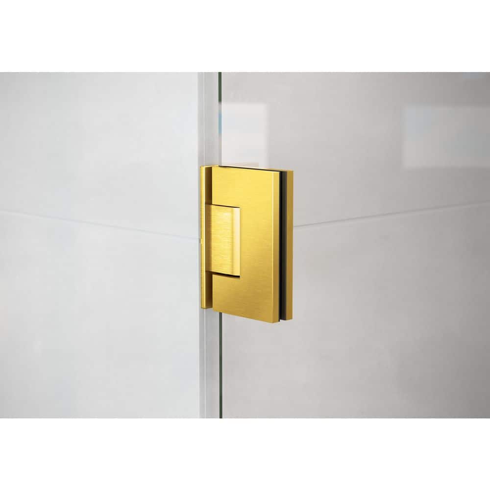 Satin Brass Frameless Glass Shower Enclosure with Hinged Door