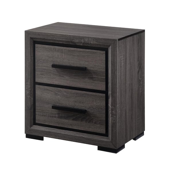 Furniture of America Baxley 2-Drawer Gray Nightstand