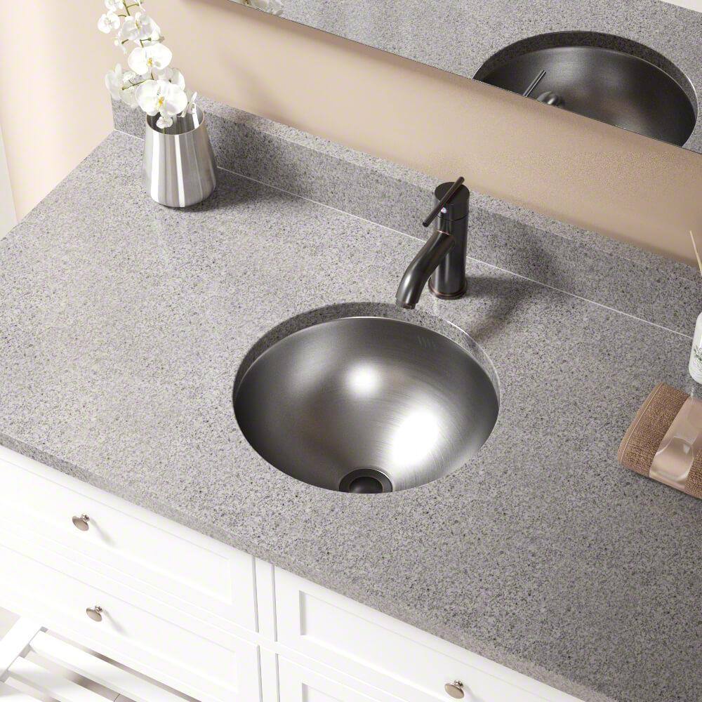 MR Direct TriMount Bathroom Sink in Stainless Steel with PopUp Drain in Antique Bronze 420ABRENS