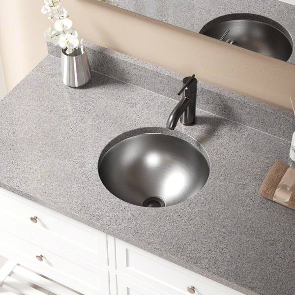 MR Direct Tri-Mount Bathroom Sink in Stainless Steel with Pop-Up Drain in Antique Bronze