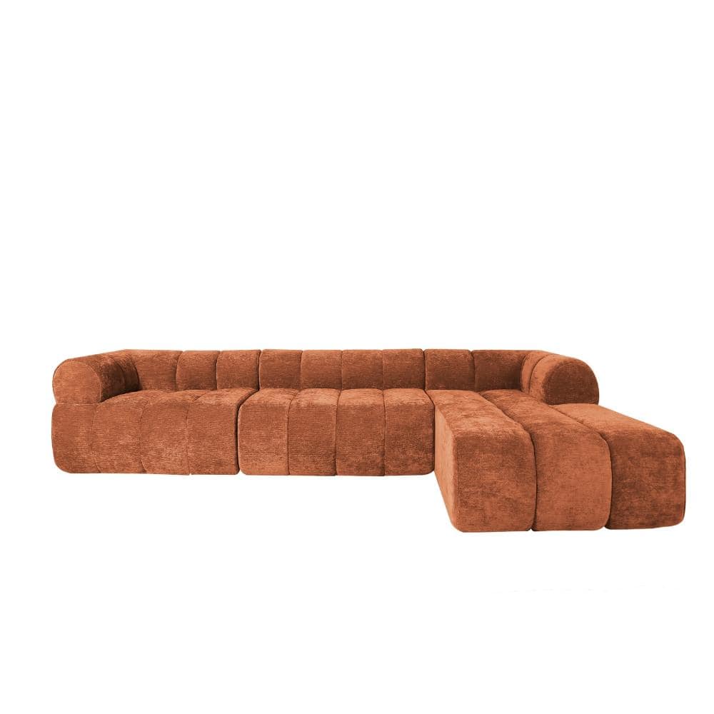 122 in. Armless 2-piece Fabric L-Shaped Chaise Lounge Sectional Sofa in Orange durable construction price history on PriceWatchPro