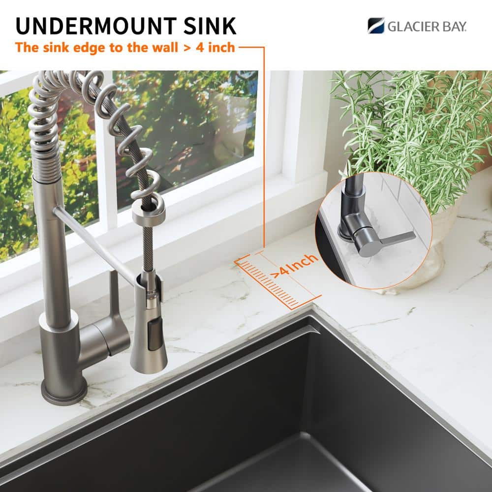 33" Gunmetal Black Stainless Steel Double Bowl Undermount Kitchen Sink
