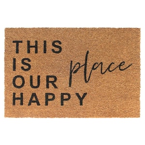 Black This is our Happy Place 24 in. x 36 in. Doormat