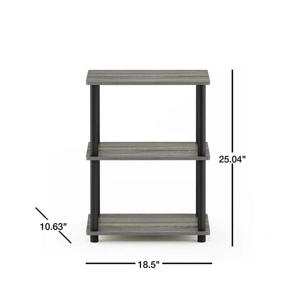 25.04 in. French Oak Gray Plastic 3-shelf Etagere Bookcase with Open Back