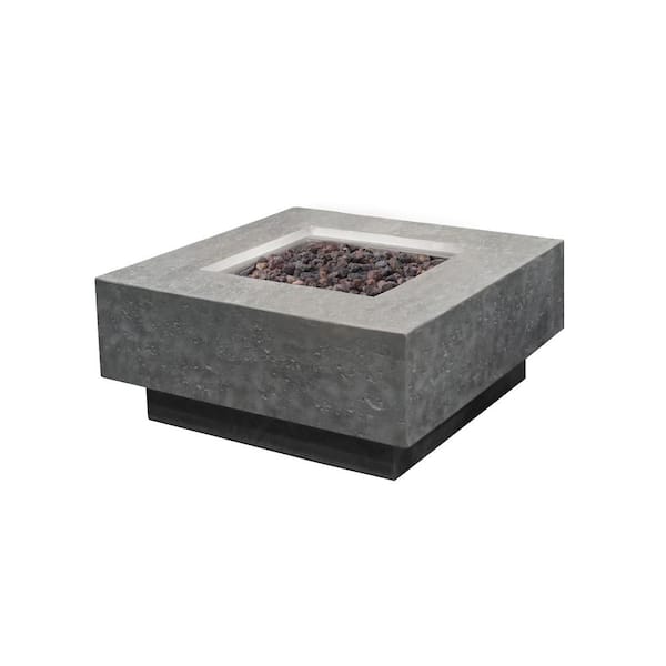 Manhattan 36 in. x 16 in. Square Concrete Propane Fire Pit Table in Light Gray