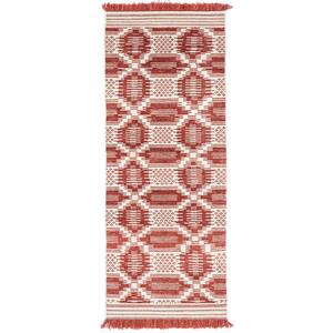 Red Lover's Knot Coverlet 2 ft. x 8 ft. Rectangle Wool and Cotton Stair Runner