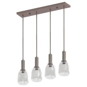Elia 40-Watt 4-Light Brushed Nickel Pendant Light with Clear Glass Shade and No Bulbs Included