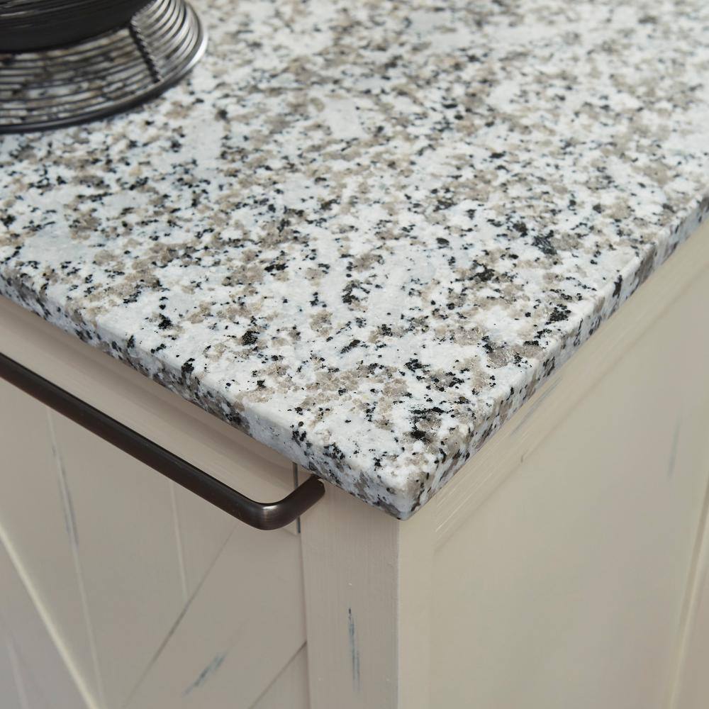 Off-White Granite Top Kitchen Cart with Storage
