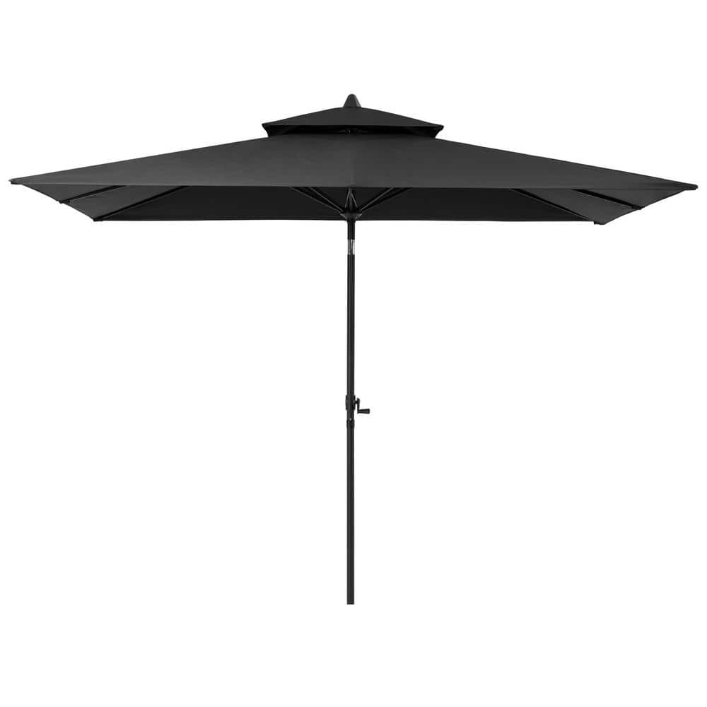 Double Top 9 ft. x 5 ft. Rectangular Aluminum Market Crank and Tilt Patio Umbrella in Black price history on PriceWatchPro