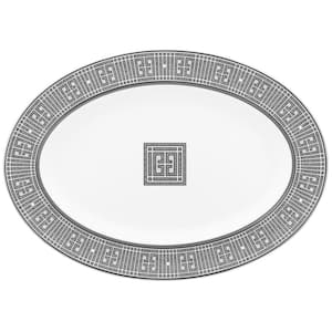 Infinity Graphite 14 in. (Gray) Bone China Oval Platter