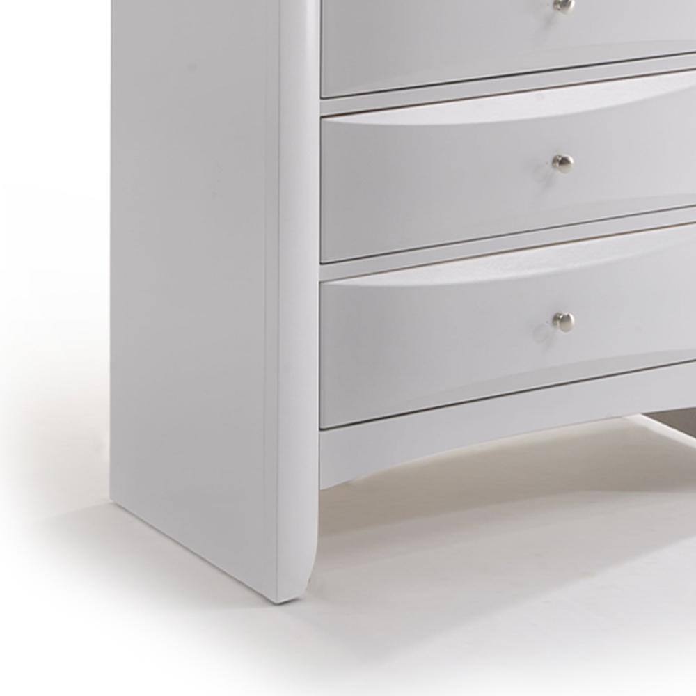 White Vertical 5-Drawer Wood Chest with Dovetail Design