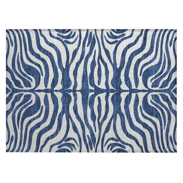 Chantille Machine Washable Indoor/Outdoor Abstract ACN1042 Navy 1 ft. 8 in. x 2 ft. 6 in. Area Rug